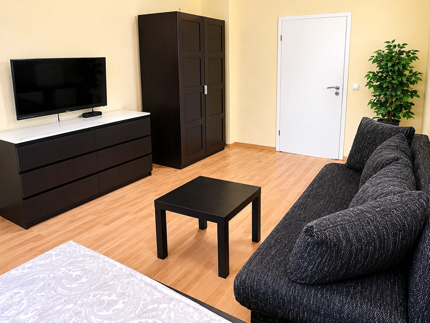 Wohnbereich mit Schlafsofa und Dachfenster